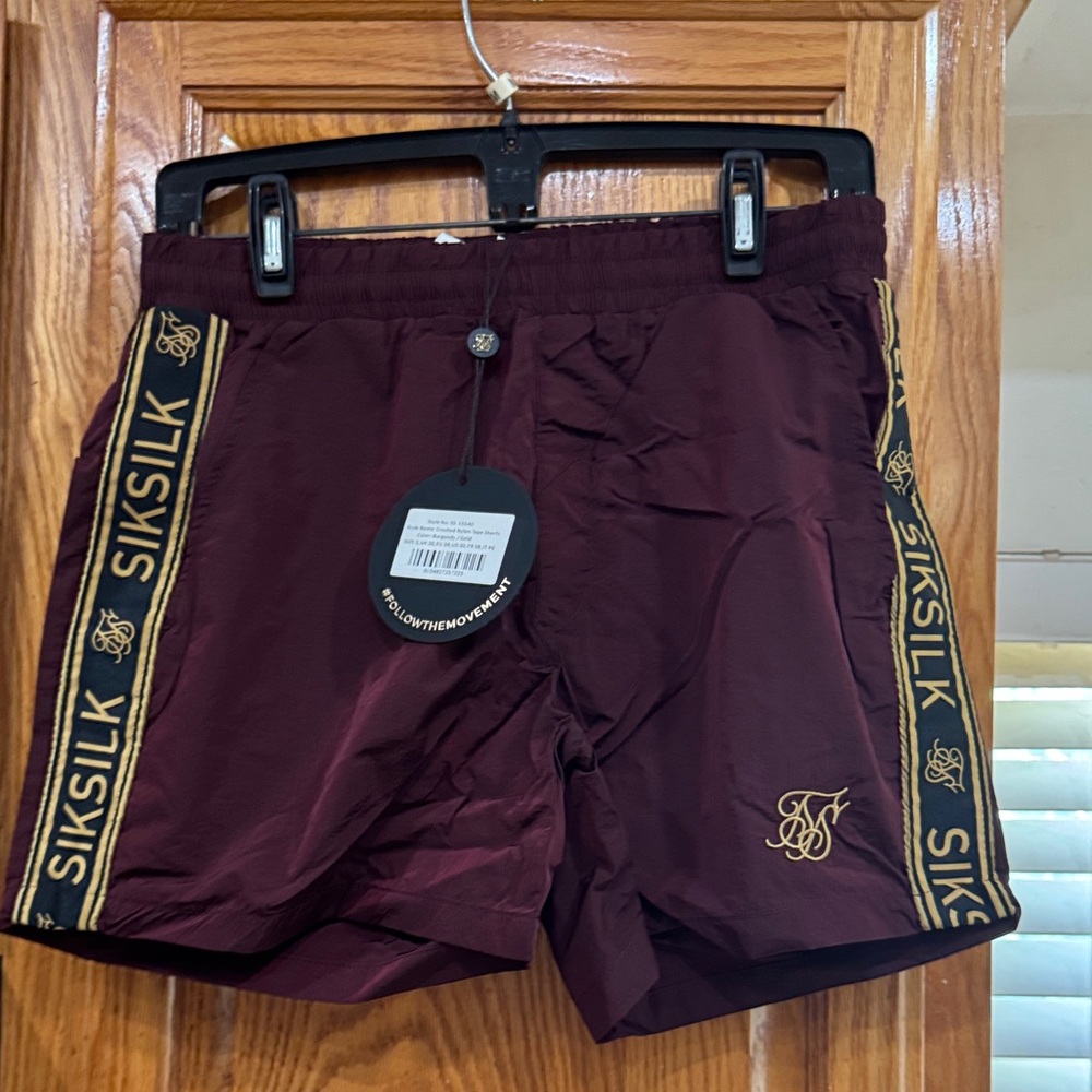 NWT Men's SikSilk Burgundy 5” Swim Shorts size SMALL (28-30)